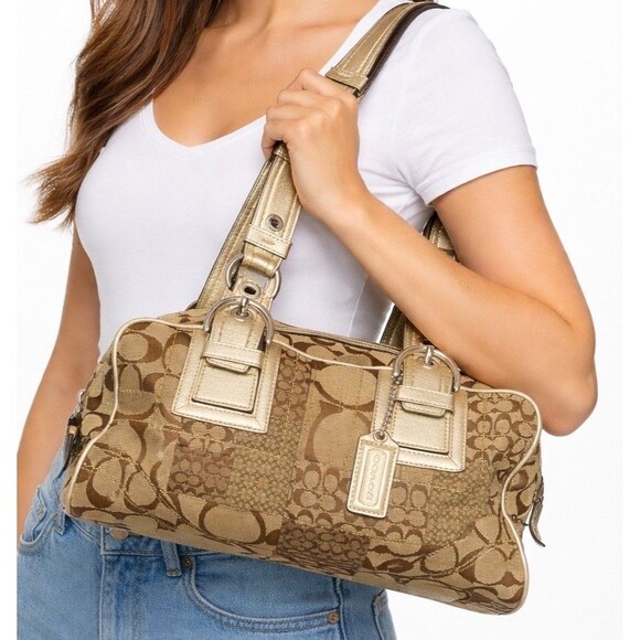 Coach Handbags - Coach Soho F12317 Signature Patchwork Satchel Vintage Y2K Jacquard C Logo Gold